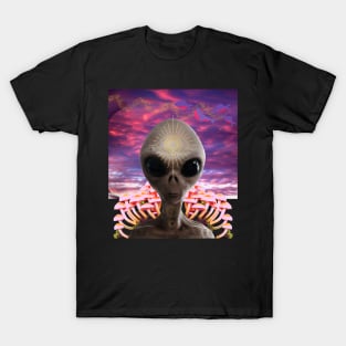 Vaporwave Alien Goa Trip Party Techno Club Pilze T-Shirt